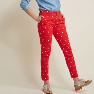 Modcloth Red With White Polka Dot Pants